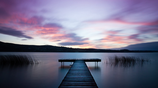Dock lake sunset pink blue free wallpaper - medium preview image