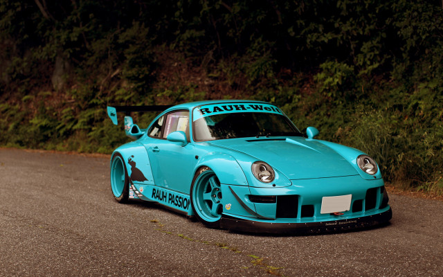 Blue car racing number forest free wallpaper - medium preview image