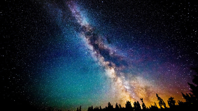 Night sky starry tree line free wallpaper - medium preview image
