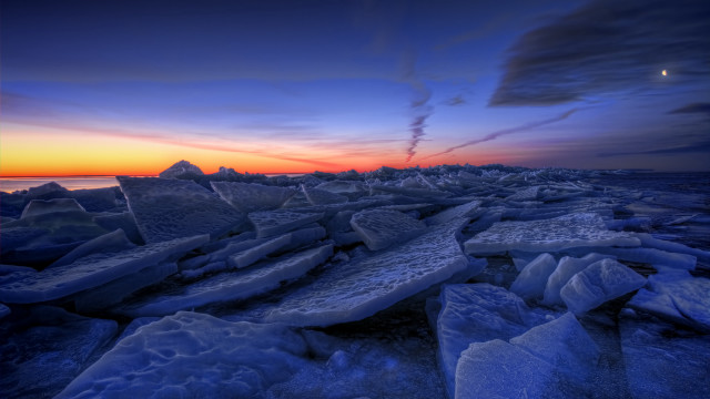 Sunset ice beach city lights free wallpaper - medium preview image