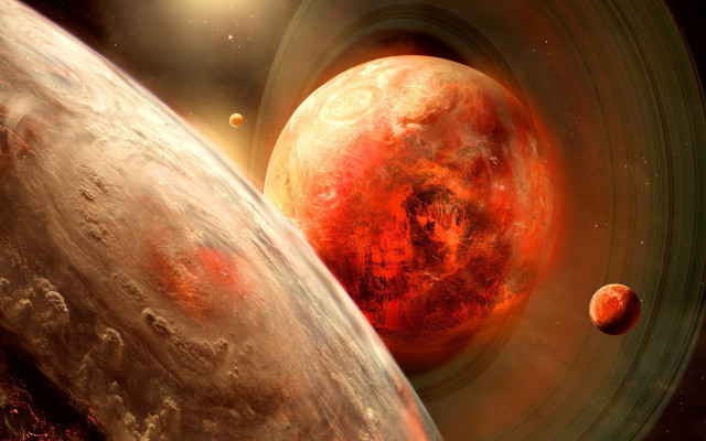 Red planet two planets matte free wallpaper - medium preview image