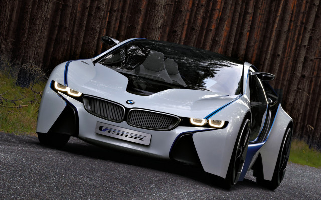 White blue car parked street free wallpaper - medium preview image