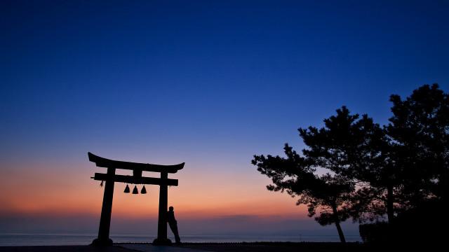 Gate sunset bells tree forest free wallpaper - medium preview image