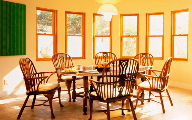 Dining table chairs bowl fruit free wallpaper - medium preview image