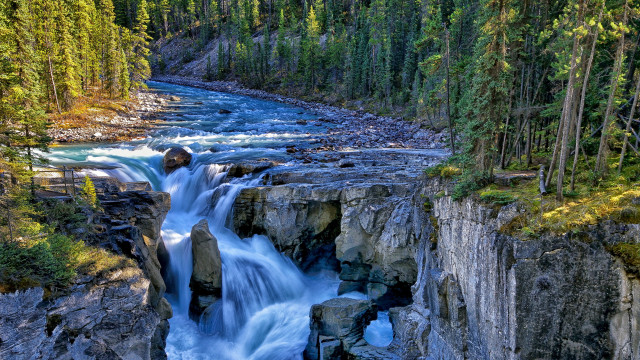 River forest bridge waterfall nature #2 free wallpaper - medium preview image
