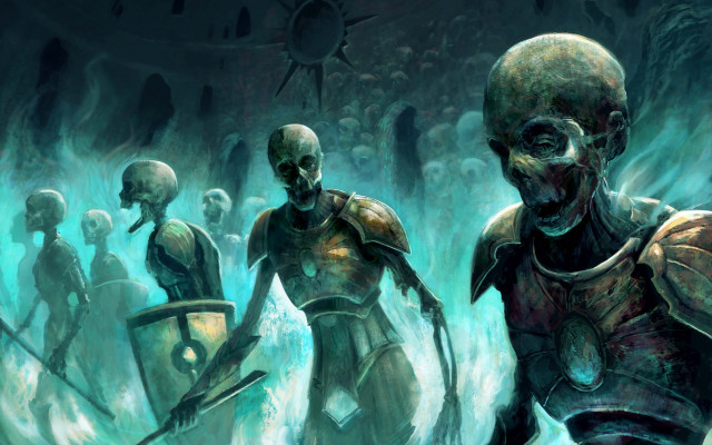 Zombies cave clock skeleton fantasy free wallpaper - medium preview image