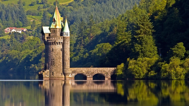 Castle clock tower lake forest free wallpaper - medium preview image