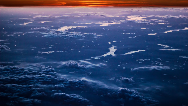 Sky sunset clouds ocean mountains free wallpaper - medium preview image