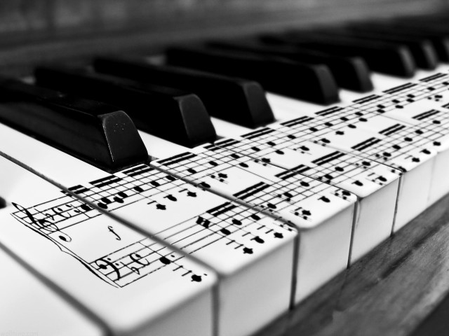 Piano musical notes black white #4 free wallpaper - medium preview image