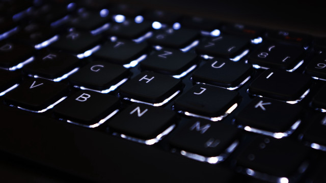Keyboard blue light black white free wallpaper - medium preview image