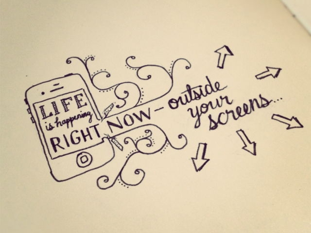 Cell phone drawing words arrows free wallpaper - medium preview image