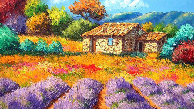 House flower mountains autumn sky free wallpaper - medium preview image