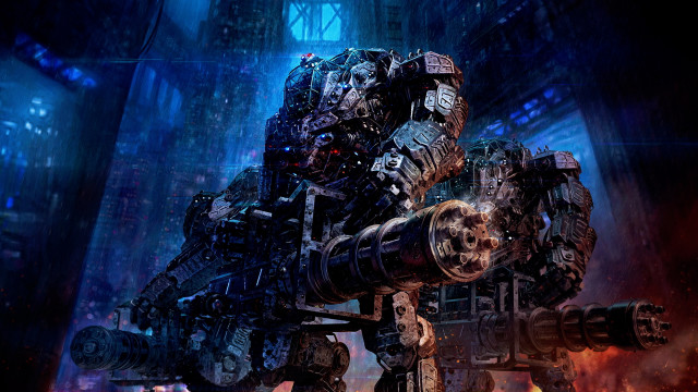 Giant robot massive gun futuristic free wallpaper - medium preview image