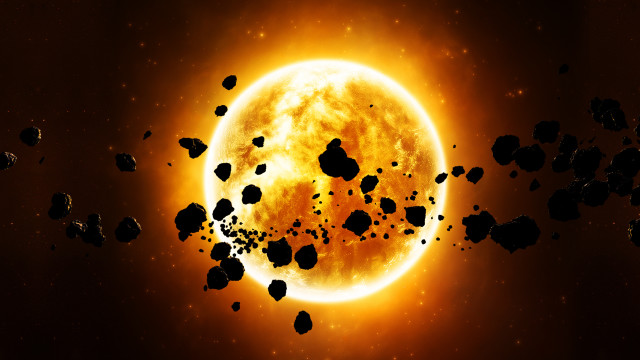 Sun rocks red circle moon free wallpaper - medium preview image
