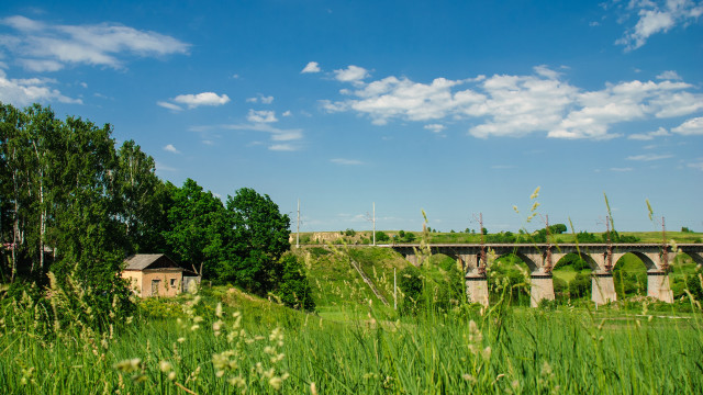 Bridge river building trees sky free wallpaper - medium preview image