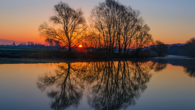 Sunset lake trees clouds autumn #2 free wallpaper - medium preview image