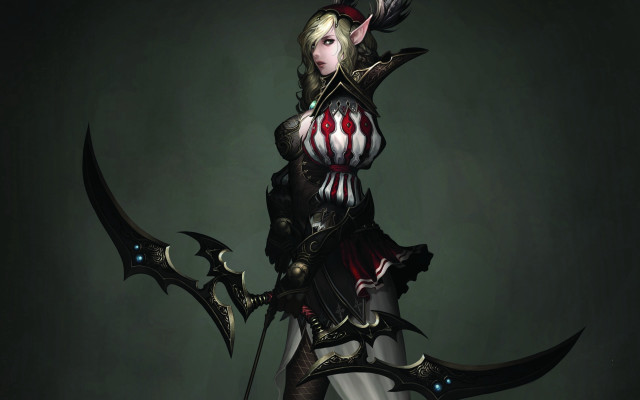 Woman elf armor sword dark free wallpaper - medium preview image