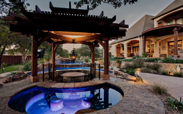 Luxury gazebo pool architecture cityscape free wallpaper - medium preview image