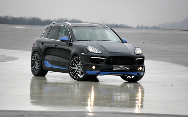Black porsche cayenne blue stripe free wallpaper - medium preview image