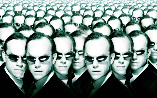 Men suits sunglasses surreal neo free wallpaper - medium preview image