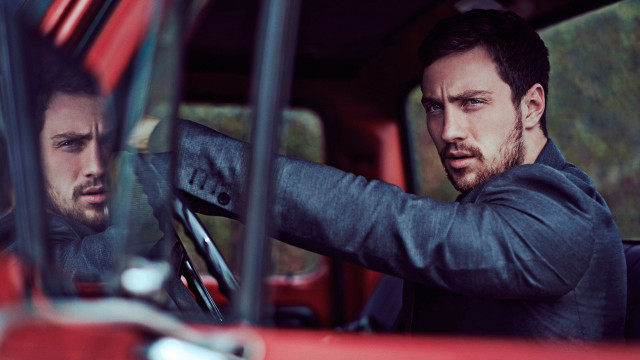 Man redtruck blackjacket blurry photorealistic free wallpaper - medium preview image