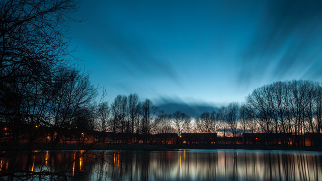 Lake trees clouds night longexposure free wallpaper - medium preview image