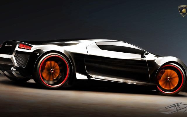 Black white car orange wheels free wallpaper - medium preview image