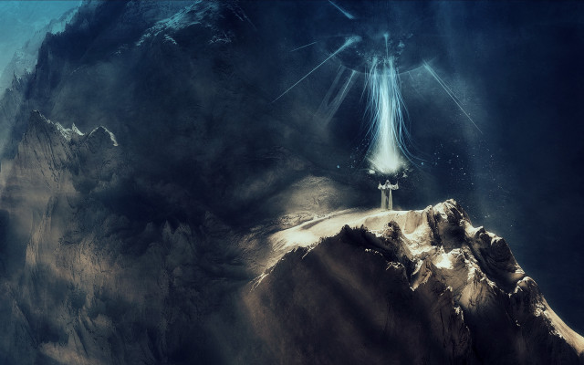 Mountain light clouds star fantasy free wallpaper - medium preview image