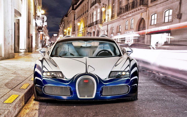 Bugatti car city night digital free wallpaper - medium preview image