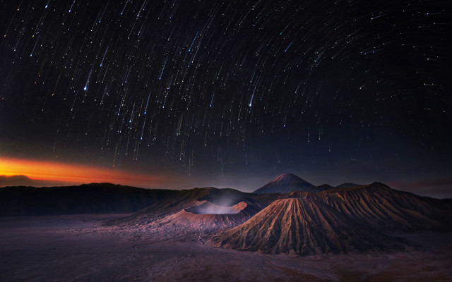 Mountain star trail distant range free wallpaper - medium preview image