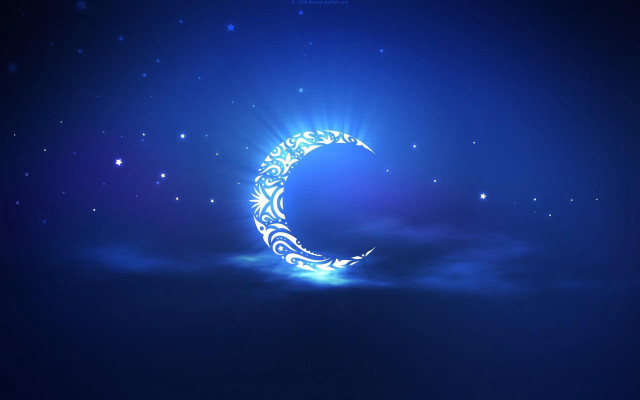 Crescent moon blue background stars #2 free wallpaper - medium preview image