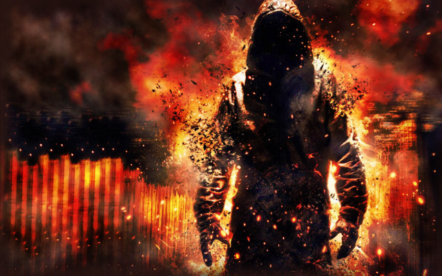 Fire street battle autumn embers free wallpaper - medium preview image