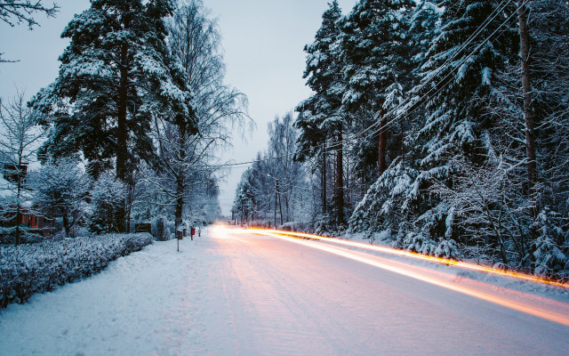 Snowy road ice trees autumn free wallpaper - medium preview image