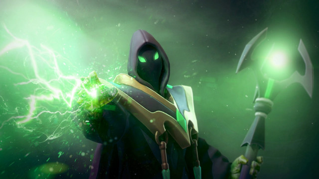 Hooded man green light glowing free wallpaper - medium preview image