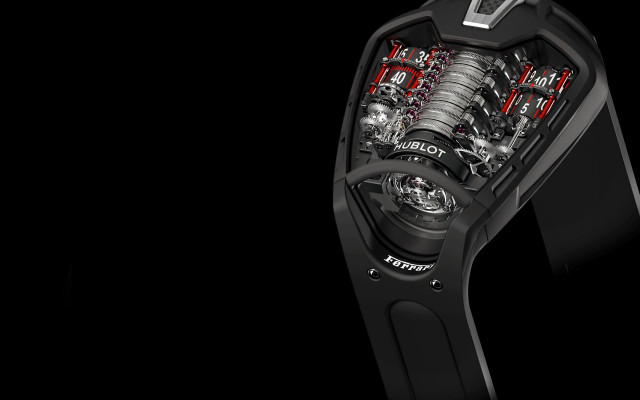 Watch black dial red accents free wallpaper - medium preview image