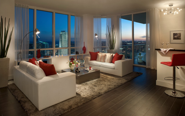 Living room city view ambient free wallpaper - medium preview image