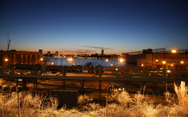 Bridge river night city lights free wallpaper - medium preview image