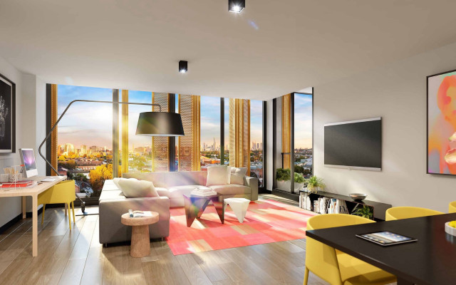 Living room large window painting free wallpaper - medium preview image