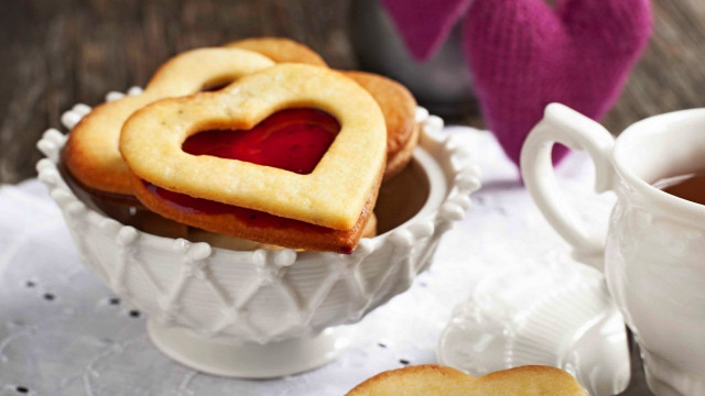 Heart cookie bowl tea rococo free wallpaper - medium preview image
