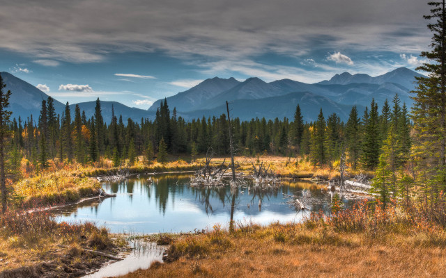 Lake mountains trees clouds autumn #3 free wallpaper - medium preview image