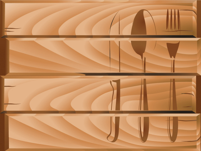Wooden shelf knife fork spoon free wallpaper - medium preview image