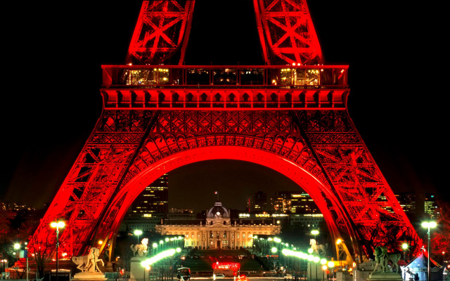 Eiffel tower red night paris free wallpaper - medium preview image