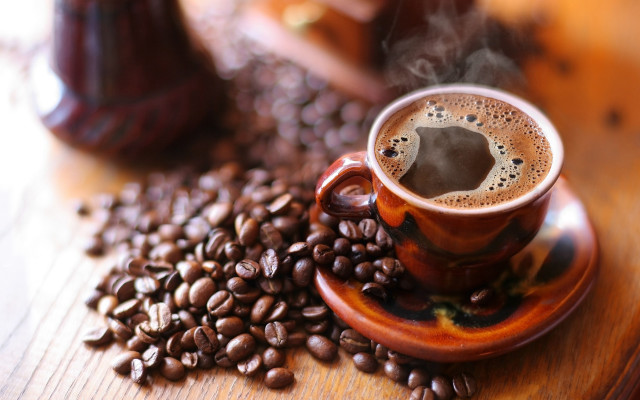 Coffee cup beans table grinder free wallpaper - medium preview image