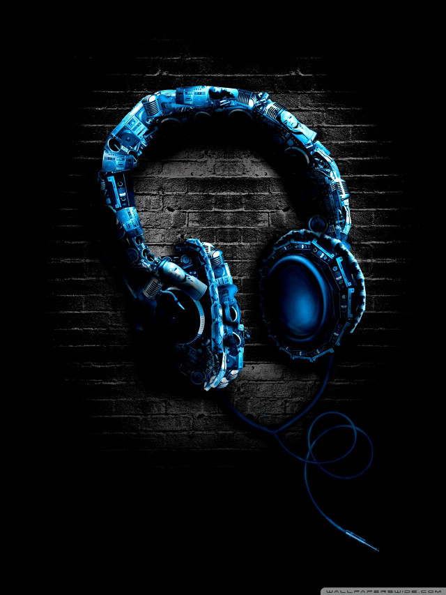 Headphones brick wall dark wire free wallpaper - medium preview image