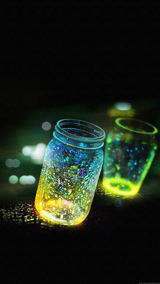 Two jars colored lights table free wallpaper - medium preview image
