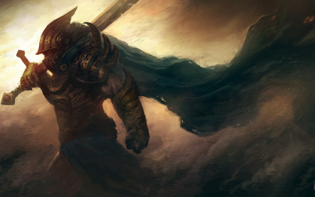 Storm demon sword fantasy armor free wallpaper - medium preview image