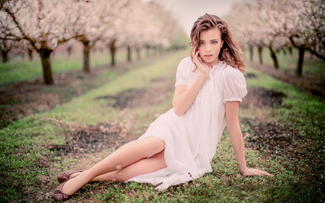 Araceli gilbert flowers sitting outdoors free wallpaper - medium preview image