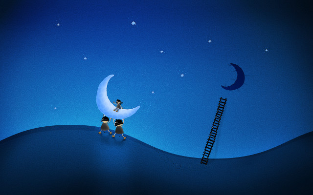 Moonlit hill ladder moon magical free wallpaper - medium preview image