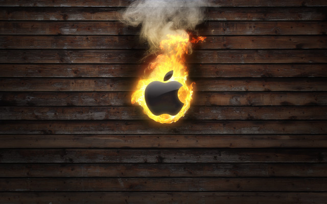 Fire apple wall smoke 3d free wallpaper - medium preview image