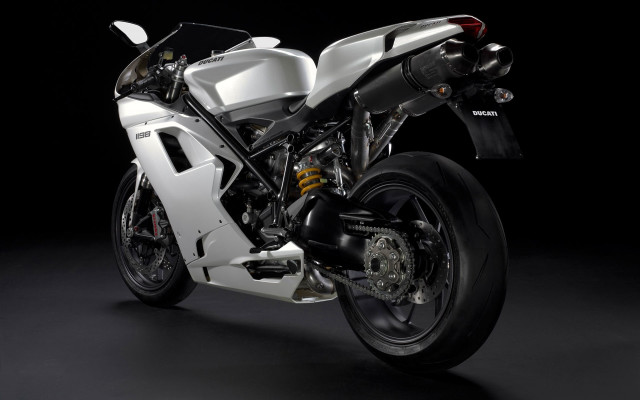 White motorcycle black background digital free wallpaper - medium preview image